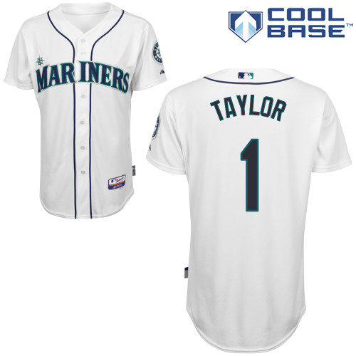 Chris Taylor #1 MLB Jersey-Seattle Mariners Men's Authentic Home White Cool Base Baseball Jersey